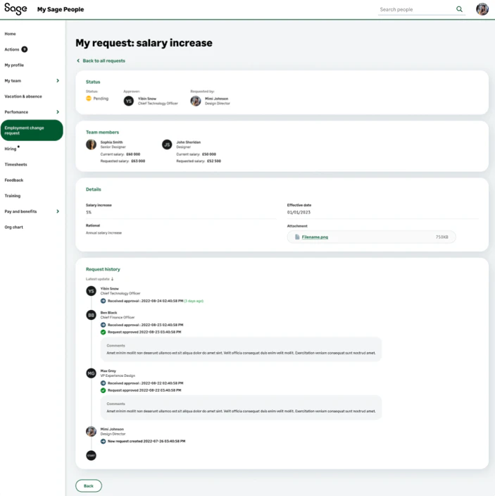 screenshot of Sage People